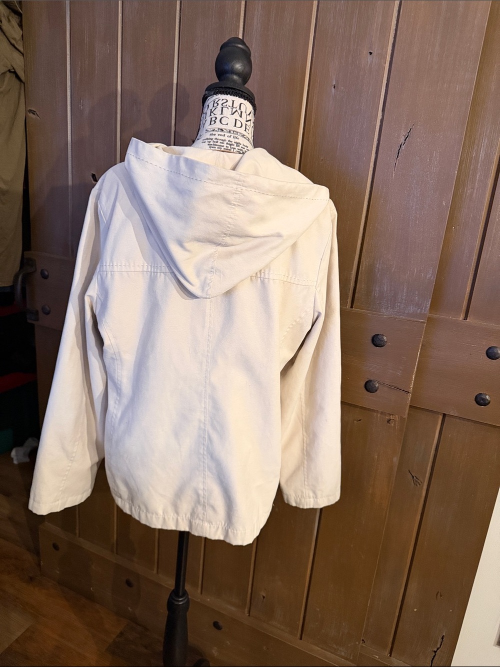 Jones New York Cream Hooded Zip-Up Utility Jacket size Large petite - Picture 3 of 5